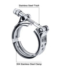 Close-up of stainless steel T-bolt clamp from 4 Piece V Band Clamp Kit For 2.5 Inch Flanges, easy install and removal