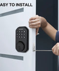 Installation of Keyless Entry Door Lock Electronic Keypad Deadbolt With Auto Lock One Touch Locking 50 Custom User Codes on white door