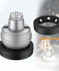 Five Inch Ball Vise Engraving Setting Tool With 360 Degree Rotation Pro Grade Heavy Duty Ball Vise And Thirty Six Piece Attachment Jewelry Engraving Block Standard Block, shown with rubber base and attachments.