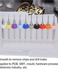 Pro Grade Mini Tungsten Steel Drill Bits Set for PCB Circuit Board, 10 Pieces, 0.3 to 1.2 mm, displayed in plastic case