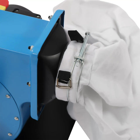 LIAPDG 1HP Wheeled Dust Collector With 550 CFM Power And 30 Micron Bag Filtration close-up of bag attachment system.