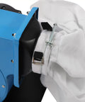 Super Sweet 1HP Dust Collector With Wheels hose attachment, heavy-duty filtration bag, designed for woodworking dust collection.
