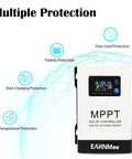 60A MPPT Solar Charge Controller With 18-150VDC Input, Adjustable 12V/24V/48V Output, showing protection features