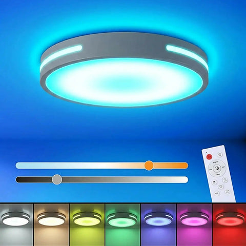 2 Pack 9 Inch Black Flush Mount LED Ceiling Lights With Adjustable 3000K 4000K 5000K Color Temperature 20W, remote controlled