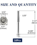 Pack Of 10 Badass 1/4 Inch 20 X 3 1/2 Socket Head Cap Screws Partially Threaded 304 Stainless Steel dimensions with measurements