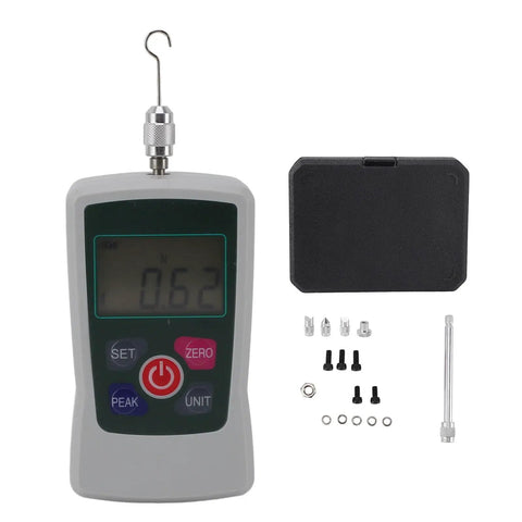 All In One Push And Pull Tester 5 N To 50 N Range Built In Sensor With Digital Display Includes Screws Nuts And Storage Boxes Pro Grade Tool For Accurate Force Measurement In Material Mechanics Testing, digital force gauge with accessories