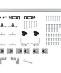 60 Inch Bifold Door Hardware Kit For Four Doors Top Mounted Sliding Barn Style Rails And Rollers components displayed