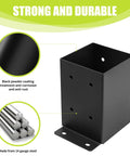 Beefy 4x4 Post Base Brackets, 8 Pack, Heavy Duty Solid Steel Deck Post Anchors With Black Powder Coat, steel post bracket close-up