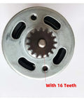 Top view of 18V DC motor with 16-tooth gear for Matrix drill, lightweight and rugged build, high quality materials visible.