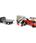 1/64 Scale Farm Toy Set With Rollback Truck, Livestock Trailer, Pickup, Cow And Skid Loader Five Piece Farm Equipment Playset