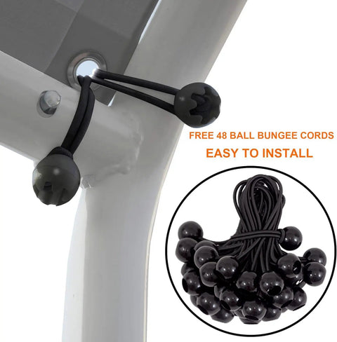 Detailed view of ball bungee cords for 10x20 Ft Carport Replacement Canopy Cover For Garage Shelter Gray, showing easy installation