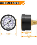 Air Pressure Gauge For Air Compressor With One And A Half Inch Dial Center Back Mount One Eighth Inch NPT Zero To One Hundred Sixty PSI