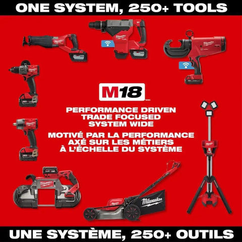 M18 Trade Compact Brushless Two Tool Combo Kit With Drill Driver And Impact Driver Includes Two RedLithium Batteries And Multi Voltage Charger For Pro Grade Power On The Go display with multiple tools