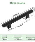Dimensions of Ten Pack 3 Inch 76mm Hole Centers Matte Black Solid Zinc Alloy Cabinet Handles And Drawer Pulls Built Tough