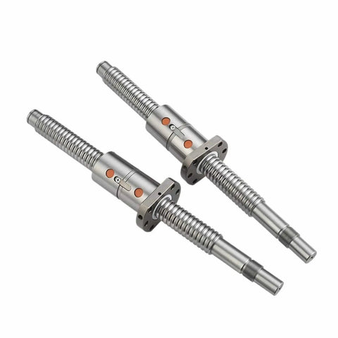 Two machined ball screw nut end housings, DFU4010, 2000mm length, C5 carbon steel for CNC machines and 3D printers precision transmission.