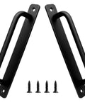2 Pack Aluminum Sliding Barn Door Handles 7.1 Inch Long 160mm Center To Center Hole Spacing Black Closet Kitchen Cabinet Bathroom Pulls With Plate And Screws