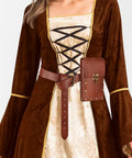 Heavy Duty Steampunk Crossbody Waist Pack Adjustable Chain Strap Gothic Fanny Sling Messenger Bag Vintage knit holster attached to a belt.