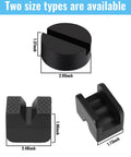 Jack pad set, 8-pack, dual-design rubber pinch weld protectors; round 2.95-inch pad and 2.48 x 1.96-inch black pad.