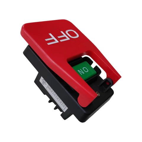 220V 20A Industrial On Off Push Button Switch For Table Saw And Woodworking Machines, red and black plastic switch with green OFF button