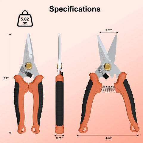 7 Inch Heavy Duty Gravity Shears With Micro Serrated Japanese SUS420J2 Blades, Ergonomic Ambidextrous Grip, Safety Lock