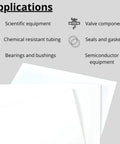 Natural White PTFE Teflon Virgin Plastic Sheet applications in scientific equipment and valve components