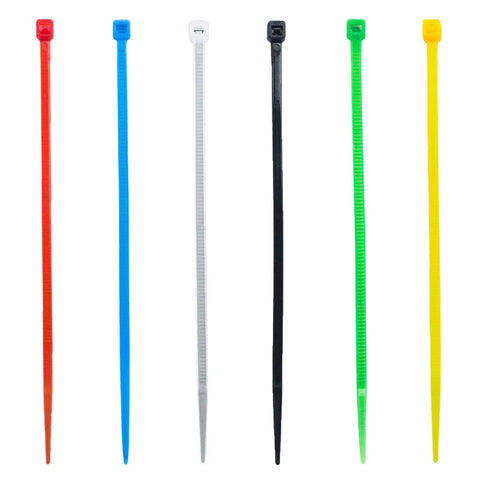 8 Inch Zip Ties Nylon Cable Ties 120 PC Set In 6 Multi Colors, 6.7 Inch Tie Length, 8 Inch Overall Length, 0.14 Inch Width, 40 Lb