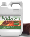 32 oz bottle of All Natural Pure Tung Oil For Wood Finish And Waterproofing Sealant with cloth, pro grade, eco friendly.