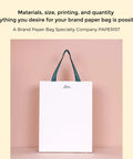 Custom White Paper Bags 100 Pack With Logo Printing 21.7x6.1x15.7 Inches 250G Thick Paper 1 Inch Color Handles In 30 Color Options