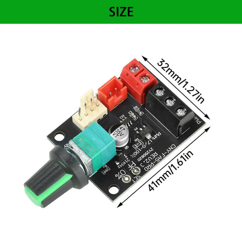 Brushless Motor Speed Controller Module 8 To 24 Volt for DIY Fans and Motors, PWM precision, dimensions 32x41mm.