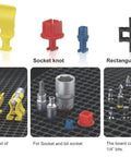 68 Piece Large Pegboard Tool Organizer Set showing universal clips, socket knots, and rectangular holes for tool storage.
