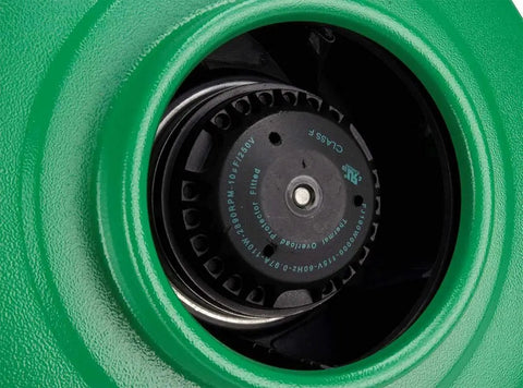 Close-up of 6 Inch Inline Duct Fan 400 CFM Quiet Operation Durable Ceramic Coated Metal Housing UL Recognized Component