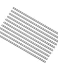 Ten 3mm x 100mm round HSS steel rods for lathe work, laid diagonally