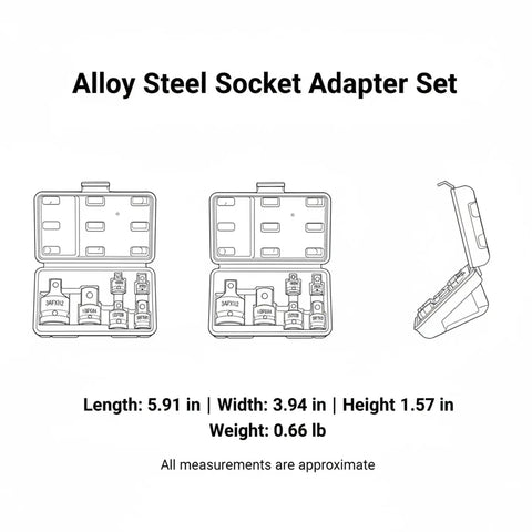 Premium Alloy Steel Socket Adapter Set For Impact Wrench And Ratchet Black Drive Converter Kit That Lets You Match Any Drive Size To Your Existing Sockets So You Can Crush It On Auto Repairs Without Buying Duplicates Ever Again While Getting That Sick. alloy steel socket adapter set case dimensions shown