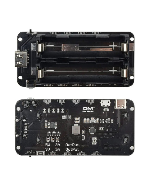 Dual Pack 1865 Battery Holder With Micro Usb Charging Port Built For Li Ion Cells Delivers Solid 5V And 3V Juice for Raspberry Pi and Arduino Rigs showing battery slots and circuit design.
