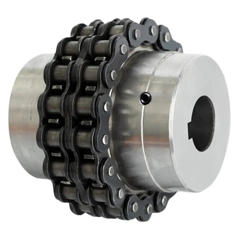Pro Grade Roller Chain Coupling Kc6022 Clamp Style Aluminum Hubs And Stainless Steel Discs Zero Play Heavy Duty Build for servo motor.