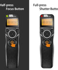 Wireless Remote Shutter Release For Nikon Cameras That Keeps It Simple And Ready To Go showing focus and shutter buttons with LCD