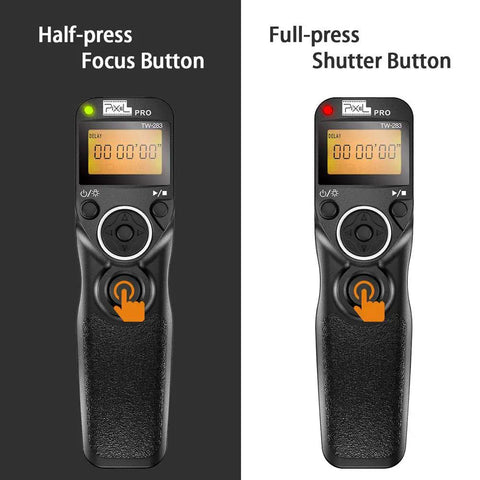 Wireless Remote Shutter Release For Nikon Cameras That Keeps It Simple And Ready To Go showing focus and shutter buttons with LCD