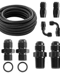 15 Ft AN6 Transmission Cooler Line Kit For 4L60E 4L65E Black Nylon Braided Hose With Aluminum Fittings Universal Fit