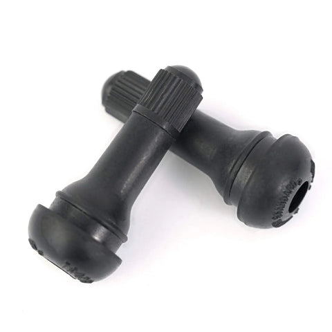 8 Pack TR413 Tubeless Tire Valve Stems, Black Rubber Snap-In, Universal Fit For 0.453 Inch Rim Holes 11.5mm, side view close-up