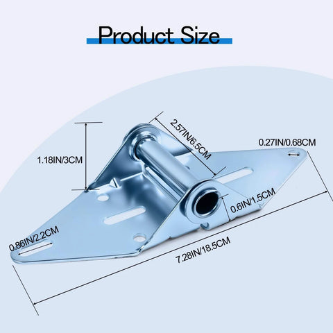 Diagram of 2 Pack Heavy Duty Hinges For Garage Doors 14G Galvanized Steel For Residential Doors Rust Resistant Easy DIY Install with measurements