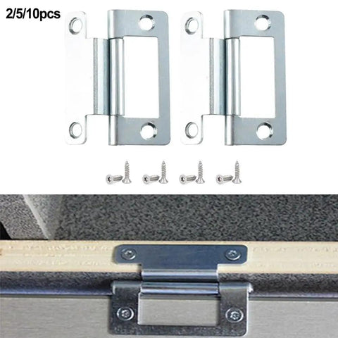 Cranked Flush Cabinet Hinge For 15-19mm Cupboard Doors, Steel Zinc-Plated 50x23mm, 2 Pack with screws, mounted view