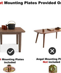 Flat mounting plates for Four Pieces 16 Inch Vintage Wooden Furniture Legs With Anti Slip Feet For DIY Desk Coffee Table Dresser Bed Replacement Hardware Mid Century Style Brown Finish