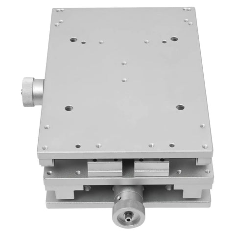 2 Axis XY Positioning Moving Work Table for Marking and Engraving Machines, 50x80 mm Stroke, adjustable handwheel front view