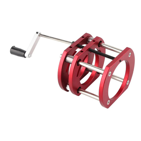 Router Lift Base Workhorse For Woodworking Aluminum Alloy And Stainless Steel 4 Jaw Clamping Table Lifting System With Easy Above Table Crank Adjustment, Firm Mount, Ideal For Small Trimming Machines And Precise Routing. red aluminum alloy router lift base with crank handle