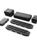 12 Piece Roof Decoration Kit For 1 By 18 TRX4M And 1 By 24 SCX24 Crawlers with recovery boards and tool boxes on display.
