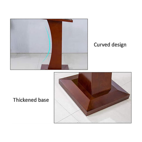 Hassle Free Wood Lecture Podium showcasing curved design and thickened base, suitable for church sermons or conference events.