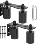 Heavy Duty Sliding Gate Roller Guide Set With 3 Inch Nylon Support, Adjustable Steel L Bracket Wheels, Black 2 Pack visible with tools