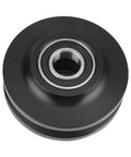 Two-Piece U-Groove Barn Door Wheel Set for DIY Installations, showing a single heavy-duty pulley bearing for smooth sliding.