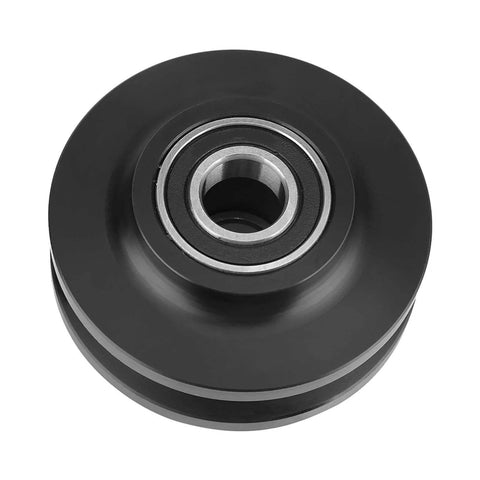 Two-Piece U-Groove Barn Door Wheel Set for DIY Installations, showing a single heavy-duty pulley bearing for smooth sliding.