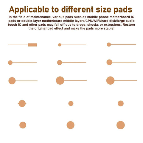 All In One PCB Trace Repair Kit With 2780 Solder Pads Blocks And Repair Components showing various pad sizes for IC touch PCBs